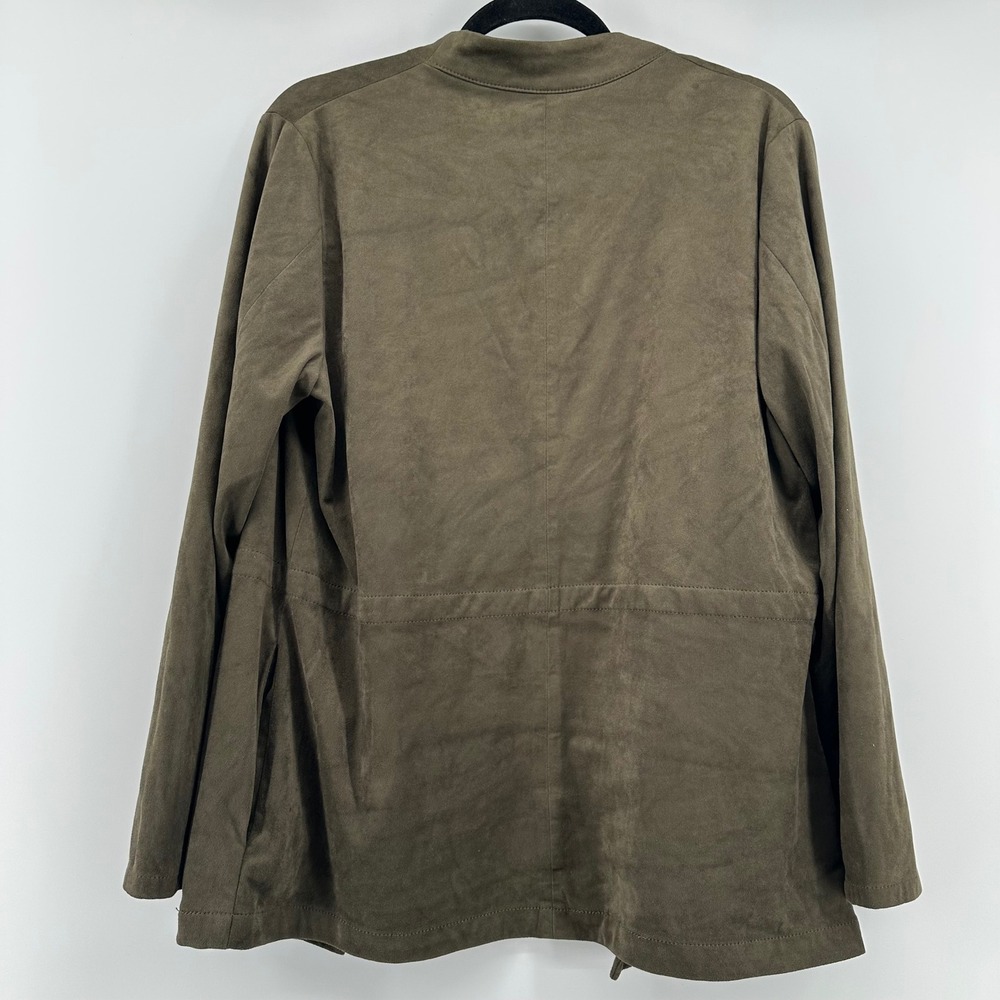 Blank NYC Drape Jacket Womens Large Olive Green Faux Suede Open Front 76X-S411NO - Picture 5 of 5